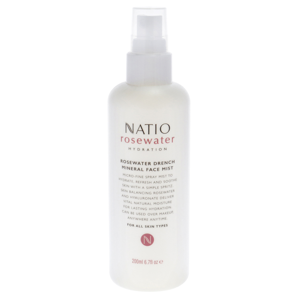 Rosewater Drench Mineral Face Mist by Natio for Women 6.7 oz Mist